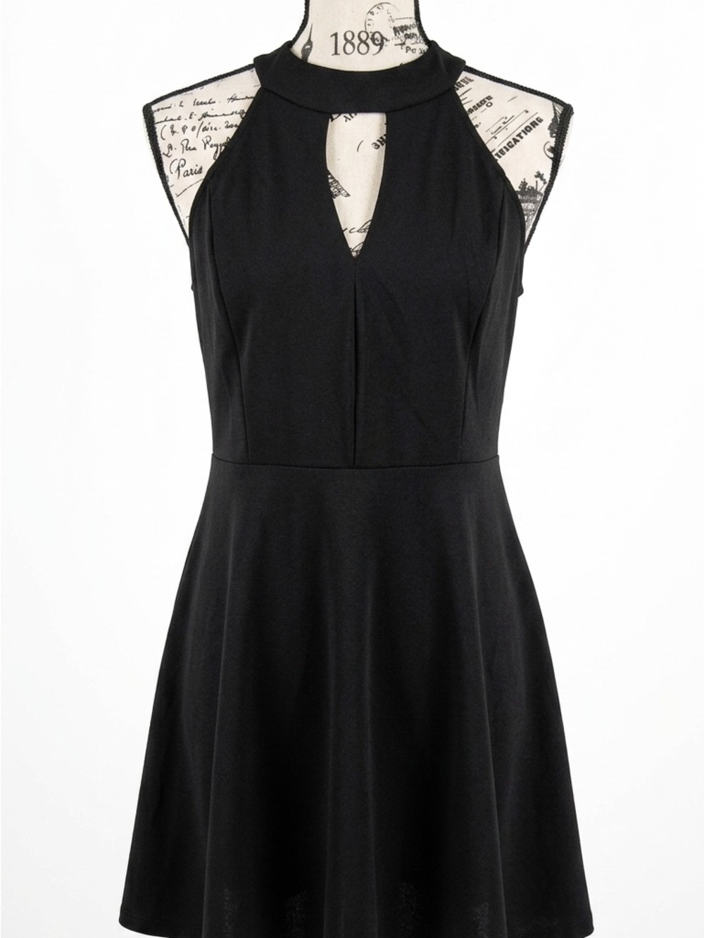 The Vanity Room Black Halter Keyhole Skater Dress